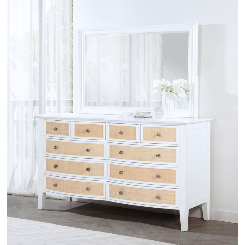 10-Drawer Dresser And Mirror White