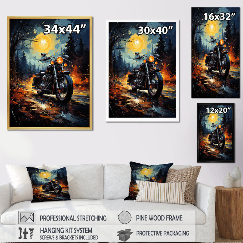 «Vintage Durty Bike Memory On The Road II», Cadre simple noir, H 32 po x l 16 po x P 1 po