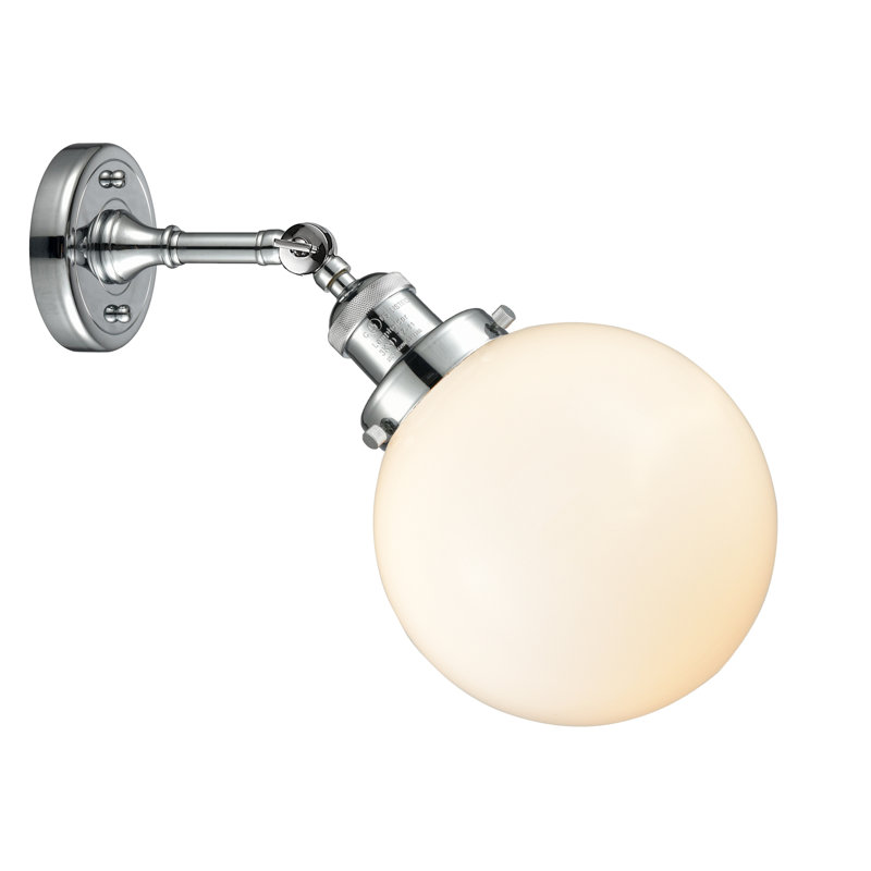 Clementina Dimmable Bath Sconce, 6 Watt Vinage LED Bulb, Matte White Cased, Polished Chrome