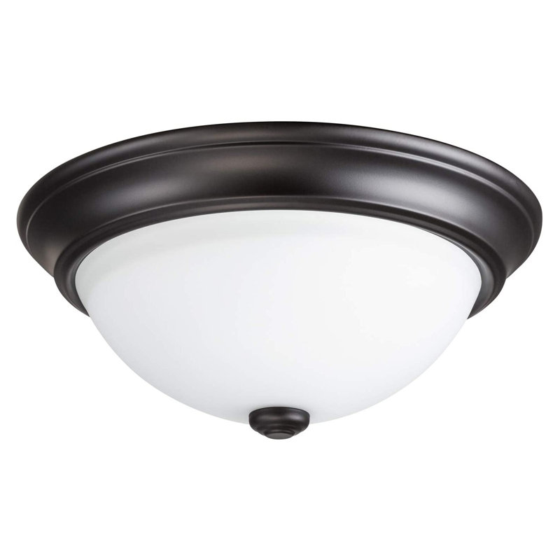 Classic Flushmount 11" with Frosted Glass, 4.75" H x 11" W x 11" D, Bronze