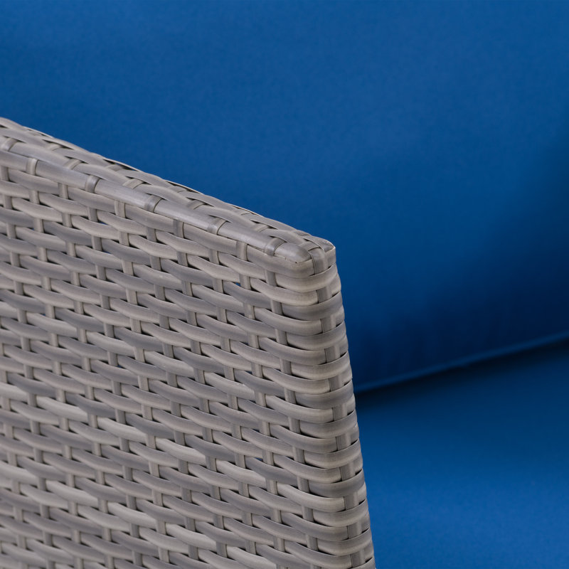Chaise de patio avec coussins Abercromby, Cadre gris mélangé/coussin Oxford bleu Oxford