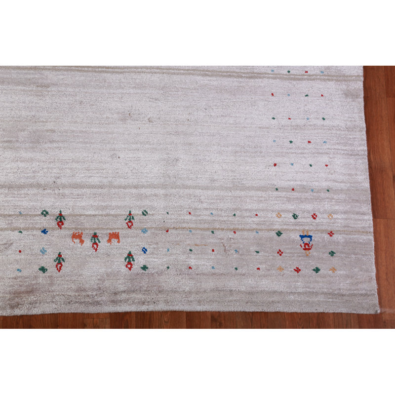 Silver Gray Gabbeh Indian Area Rug 9x12