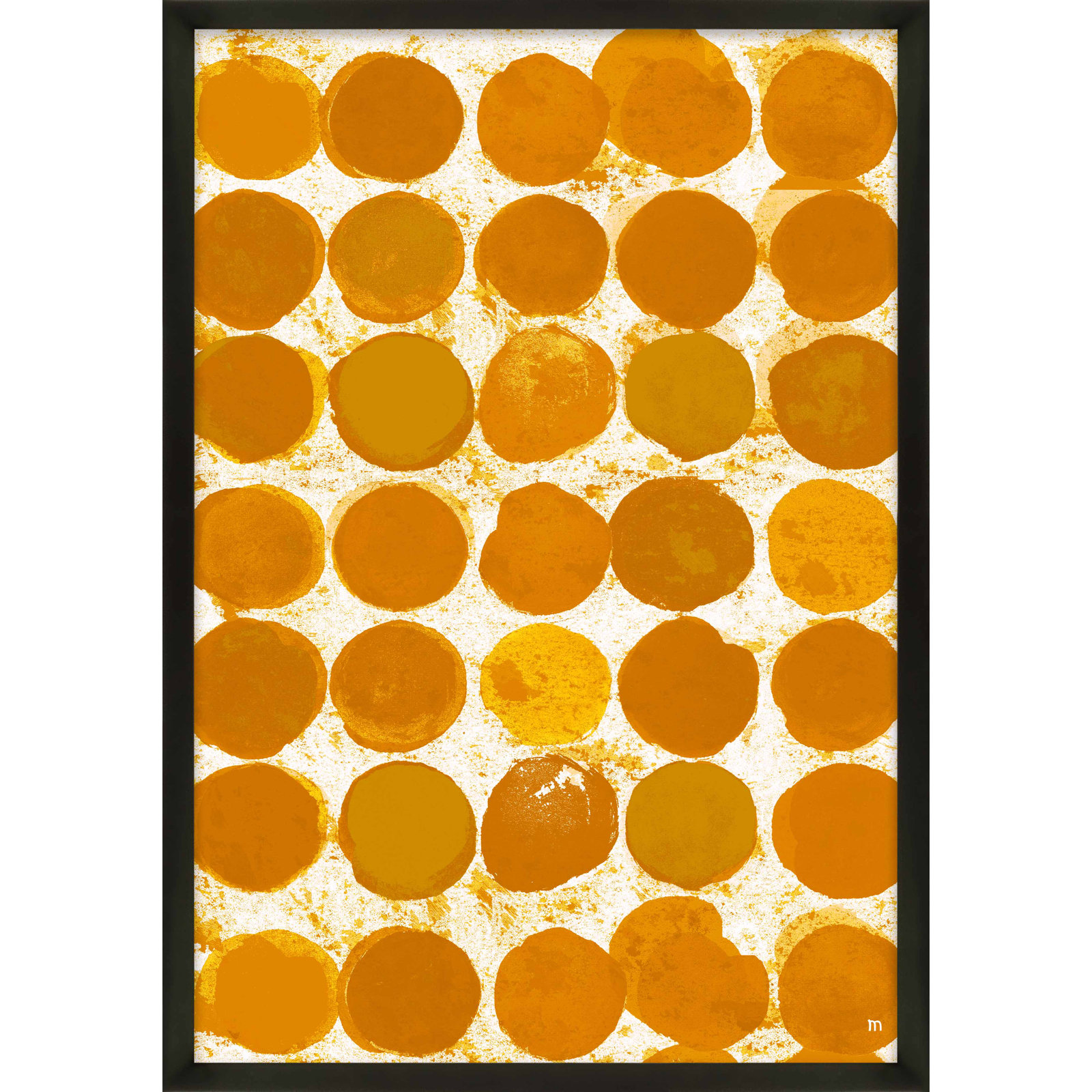 Satori Dots Pattern Curry Print, Black Framed, 38" H x 26.5" W x 1.25" D