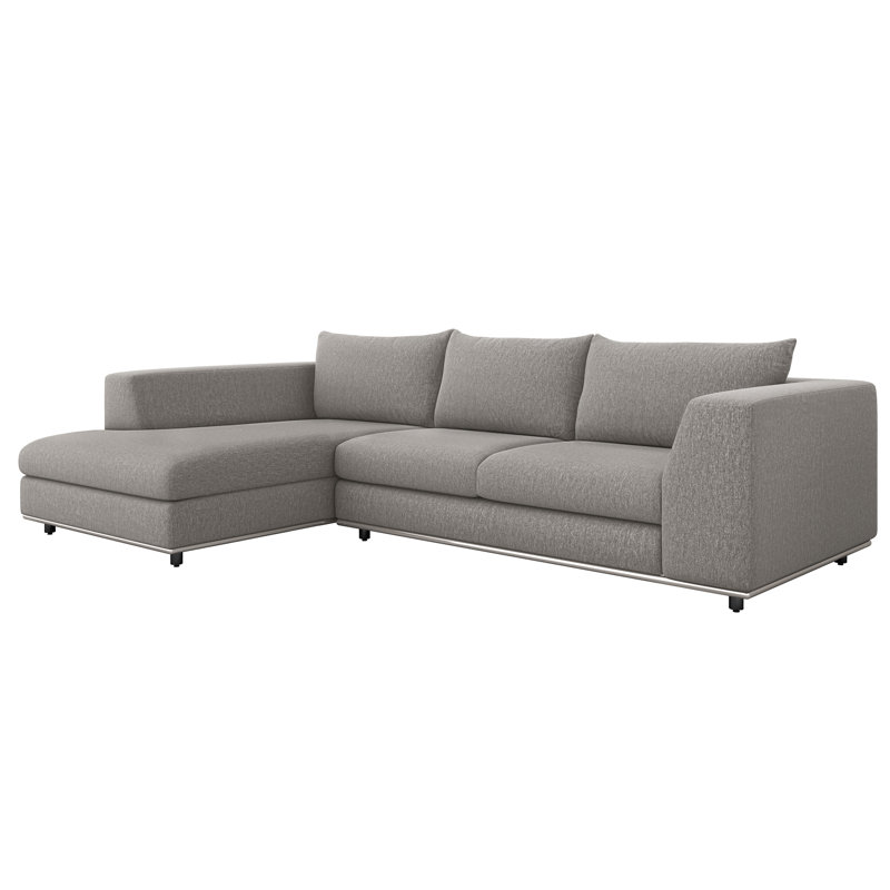 Comodo Chaise Sectional, Left Hand Facing, Cameo 100% Polyester, Icy Gray