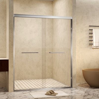 Verre trempé 44-48 "x 72" avec film antidéflagrant, porte de douche coulissante double en aluminium, 1/4 "(6 mm)