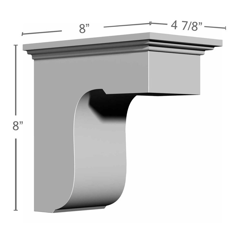 Endurathane Legacy Bracket, 4 7/8"W x 8"D x 8"H, Factory Primed, 8"H x 4 7/8"W x 8"D