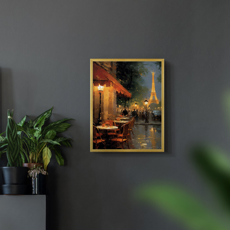 Paysages de la série Cccxxxi - reproduction encadrée de qualité supérieure - prête à être accrochée - aucun clou requis, Doré