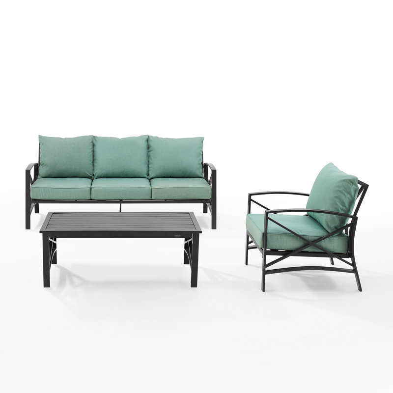 Mosier 4 - Person Patio Conversation Set with Cushions, Oil Rubbed Bronze, Mist