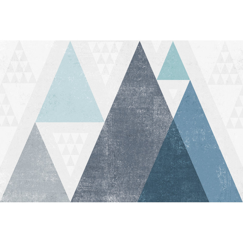 «Mod Triangles I Blue» par Michael Mullan, reproduction sur toile, H 8 po x l 12 po
