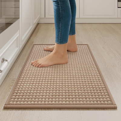 Kitchen Rug – Brown – Non-Slip, Washable, Super Absorbent, Rubber-Backed, Soft Braided Runner, Standing Comfort, Sink/Kitchen Floor Use