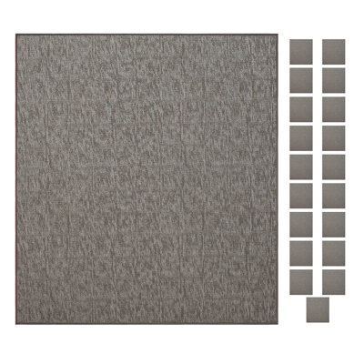 Ensemble de tapis intérieur / extérieur en nylon touffeté à la machine à motif géométrique gris