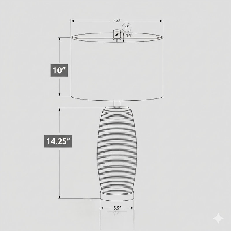 Lighting, H 25 po, lampe de table, céramique grise, abat-jour gris, moderne