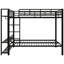 Full Size Metal Bunk Bed With 7 - Colour Led , 3 Mesh Shelves, And 2 Clothes Hooks, For Multiple Users Black Featuring Storage Space Saving-540932441