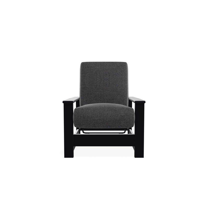 Leeward Marine Grade Polymer Deep Seating Cushion Arm Chair with Hidden Motion, Black, Cast Slate Sunbrella® Plainweave