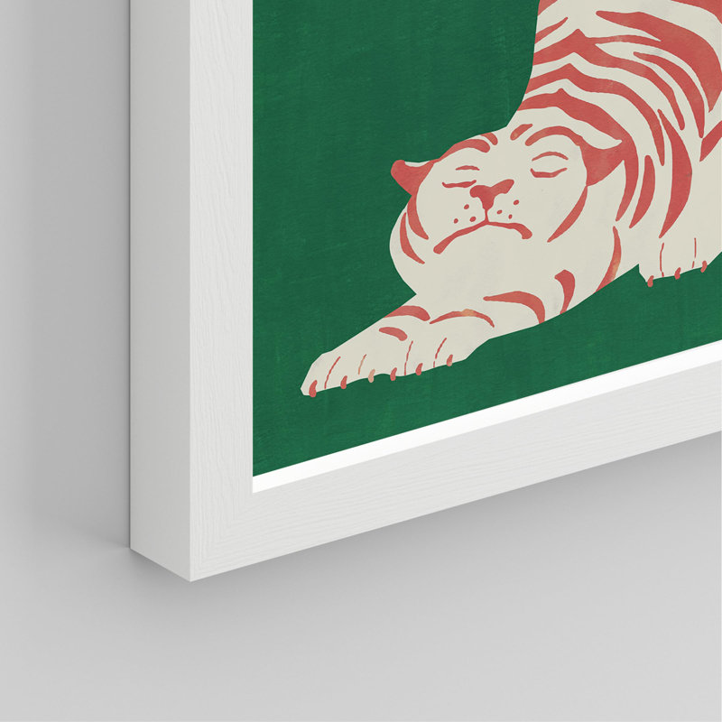 Chat rouge, crocodile vert, léopard rose, serpent bleu, impression sur papier, 4 pièces, H 10 po x l 8 po, Blanc