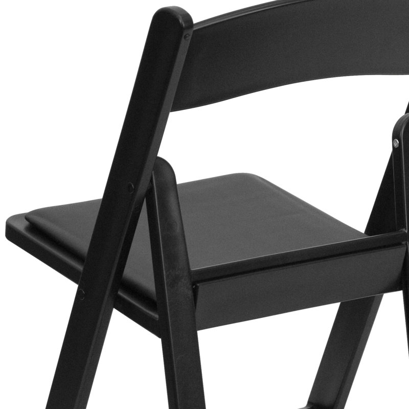 Black Resin Armless Folding Chair with Cushions - 2 Pack