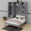 Grand lit escamotable mural avec armoire supérieure, tablettes et garde-robe-837721457