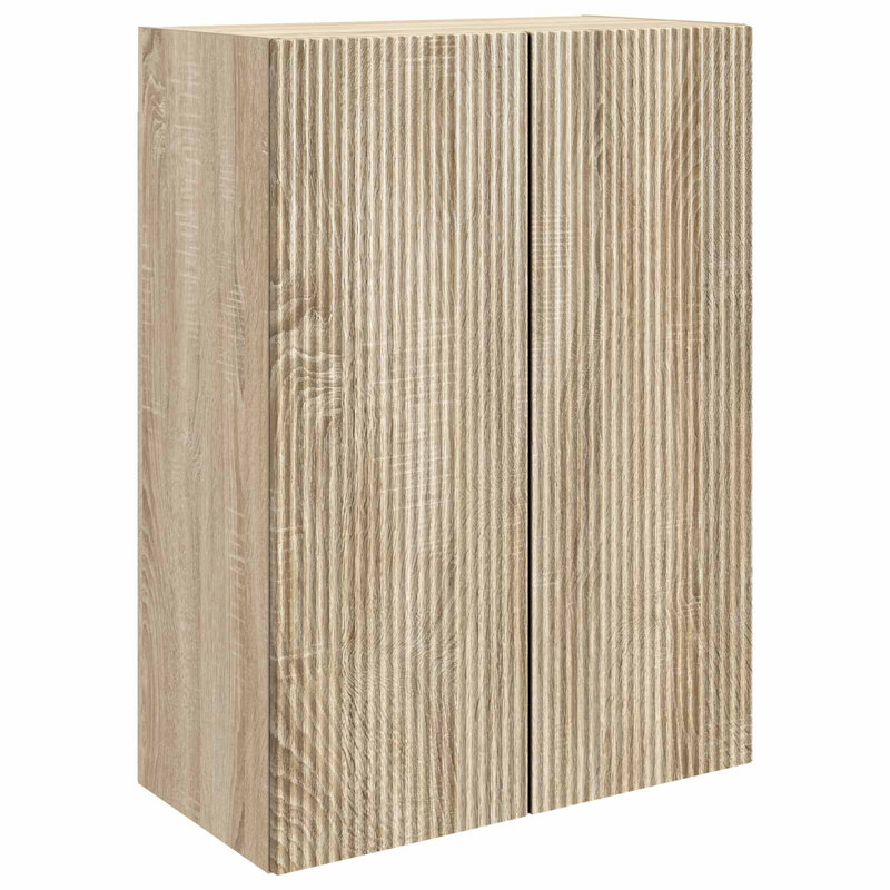  Wall-Mounted Cabinet Engineered Wood Storage Home Office Shelf Modern, Sonoma Oak