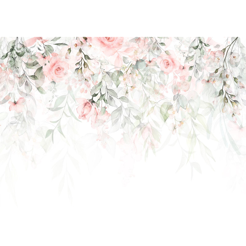 Papier peint floral - Cascade de roses, L 41 po x l 59 po