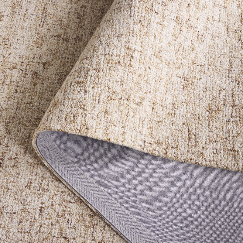 Abstract 175 Hand Tufted Wool; Cotton No Pattern Rug in Light Brown/Ivory, Rectangle 5' x 8'