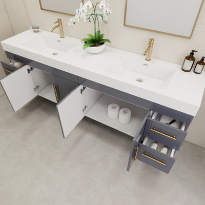 Ensemble de meuble-lavabo double mural 83,4 "