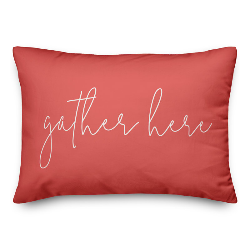 Textual Outdoor Throw Pillow, Coral