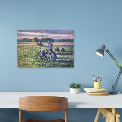 Impression sur toile, "Cueillette de pois", paysage abstrait classique