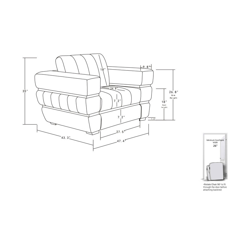 Monza Top Grain Italian Leather Chair, Dark Gray Genuine Leather