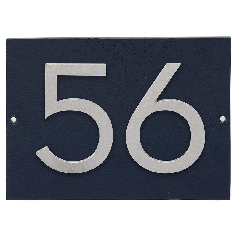 Plaque murale rectangulaire, Bleu marine / aluminium brossé, Oui