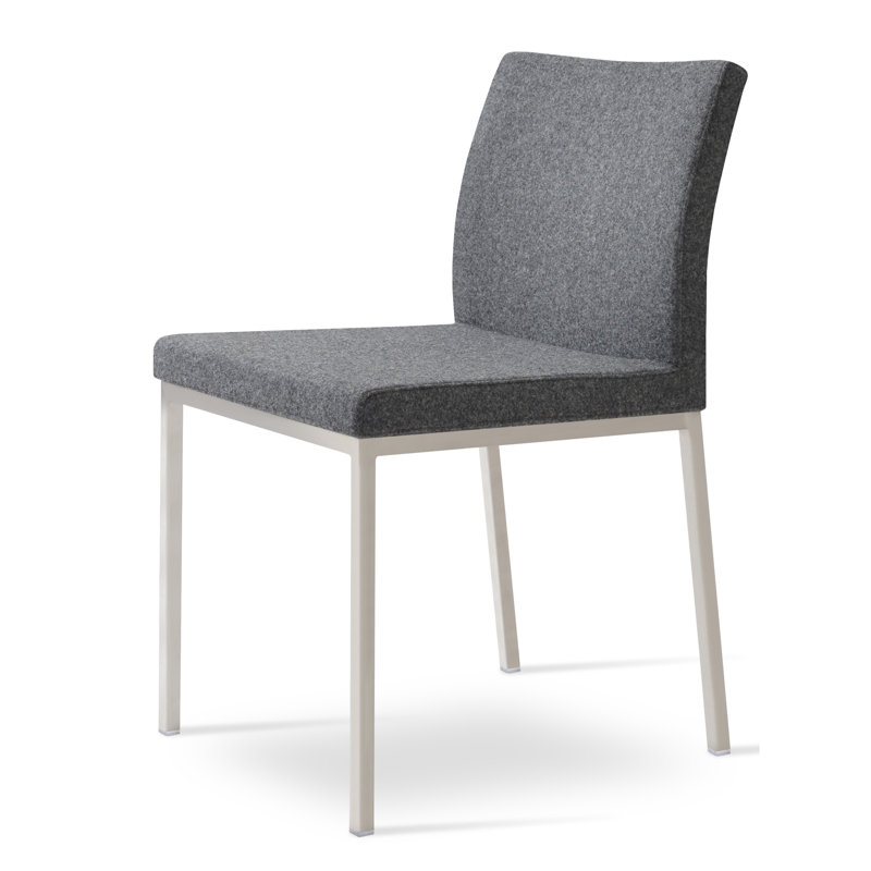Chaise d'appoint en métal Aria, Laine orange, Chrome