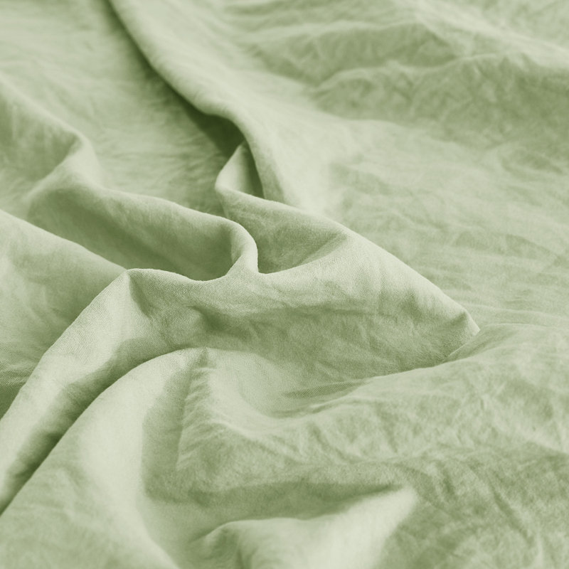 Ensemble de housse de couette pré-lavée ultra douce de taille 3 avec franges faites à la main, Sage
