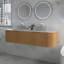 Meuble-lavabo de 60 po avec lavabos, armoire de rangement murale rayée à bords arrondis avec 2 tiroirs, 2 lavabos ronds transparents et comptoir