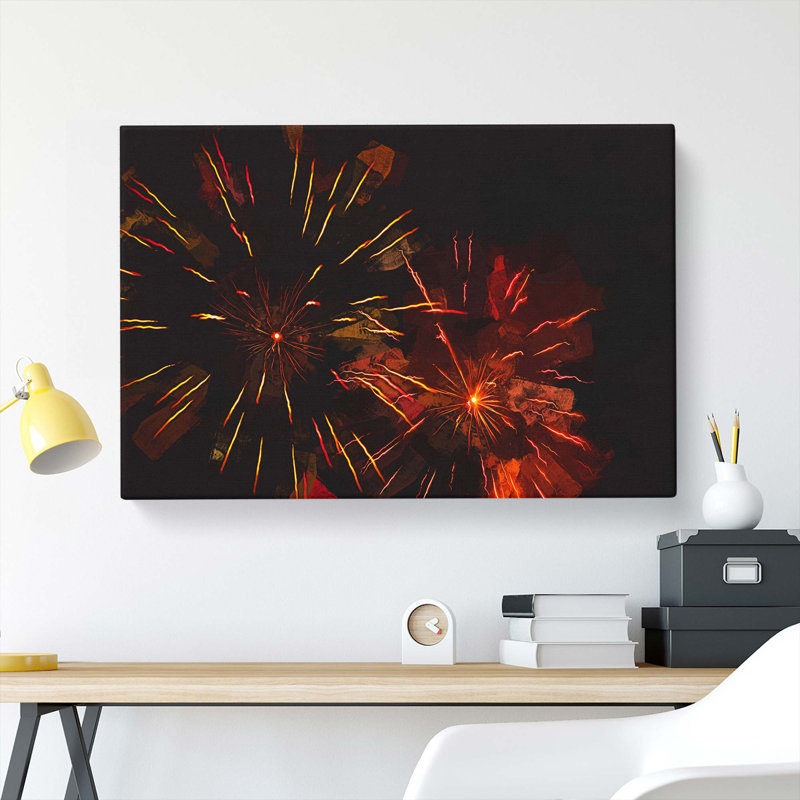 Orange & Red Fireworks In Abstract - Wrapped Canvas, 35cm H x 50cm W x 3cm D