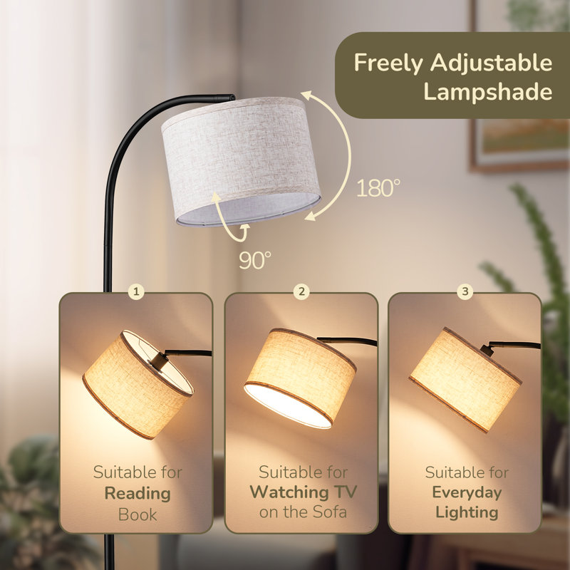  63" Arched Floor Lamp with Dimmable Bulb and Remote Control