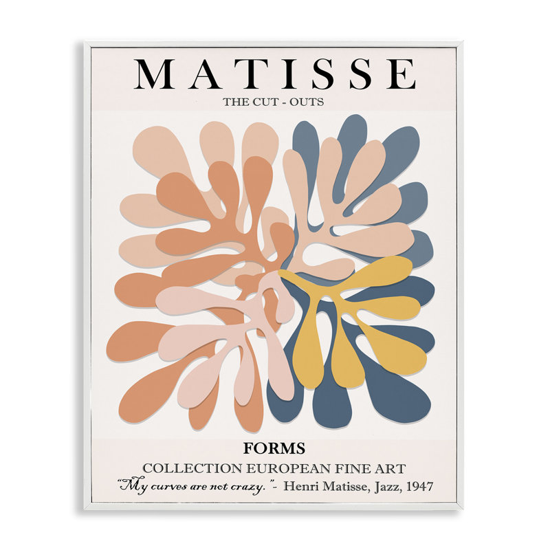 Matisse classique, peinture découpée, formes abstraites, encadrée et giclée par Ros Ruseva, Giclée encadrée blanc bord de mer