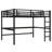 Metal Queen Size Loft Bed With Power Outlet And LED Lighted, Space-Saving, Noise Reduced, Black