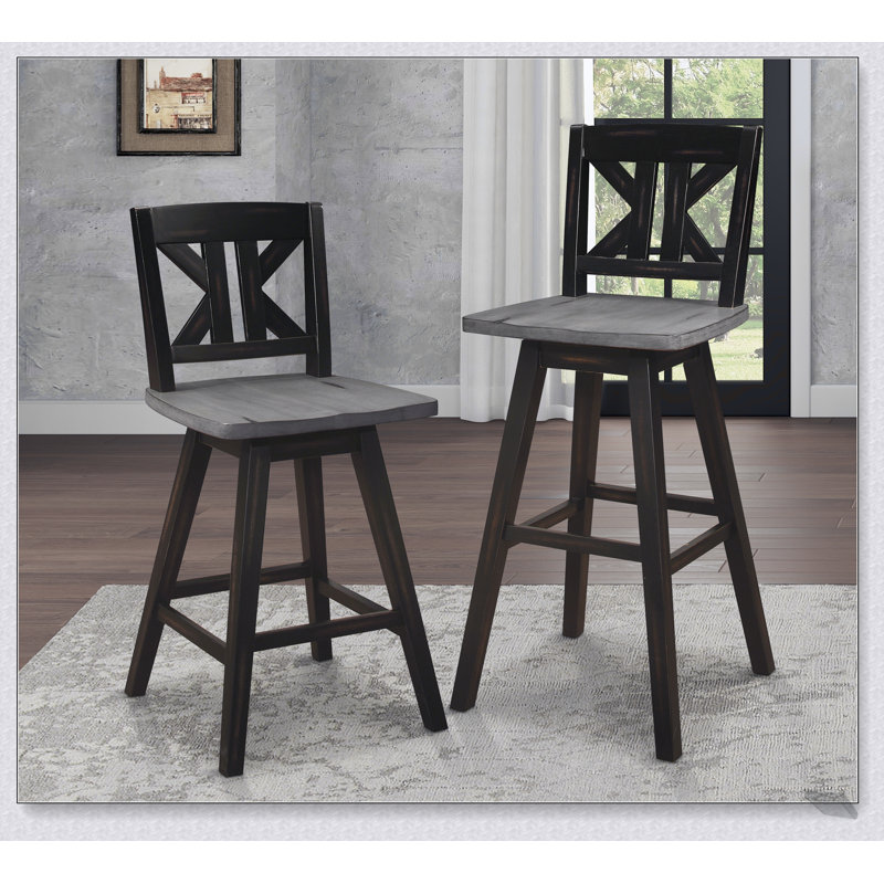Ensemble de 2 chaises pivotantes à hauteur de comptoir en bois d'hévéa durable avec rotation à 360 degrés pour plus de confort et de style