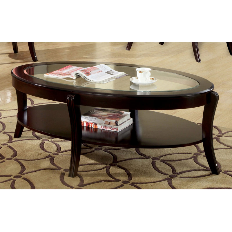 Table basse ovale de style contemporain avec tablette ouverte