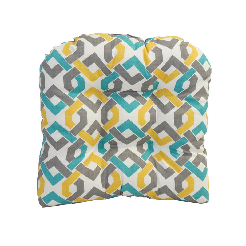 Outdoor 5'' Seat Cushion, Green/Blue