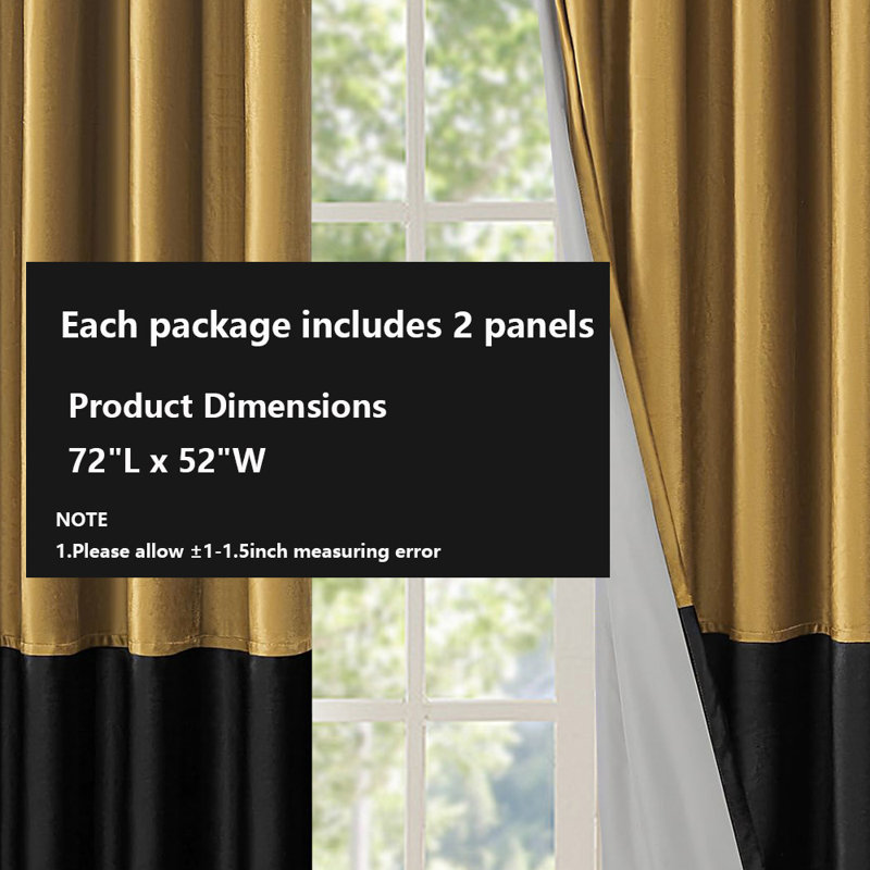 100% Full Blackout Velvet Curtains,2 Panels, 52" W x 72" L