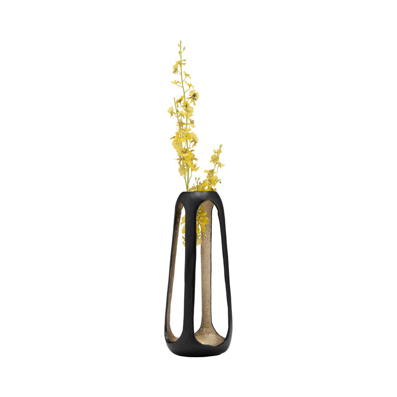 Metal Vase Aluminum Glam Style Sculptural Decorative Accent with Openwork Frame and Modern Silhouette for Contemporary Interiors and Eye-Catching Display in Living Room or Entryway Decor