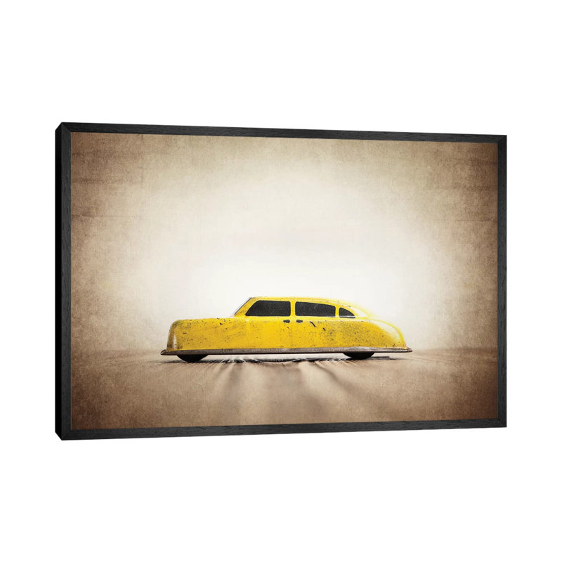 Argo Yellow Taxi - Print on Canvas, 101.6 cm H x 66.04 cm W, Black Framed