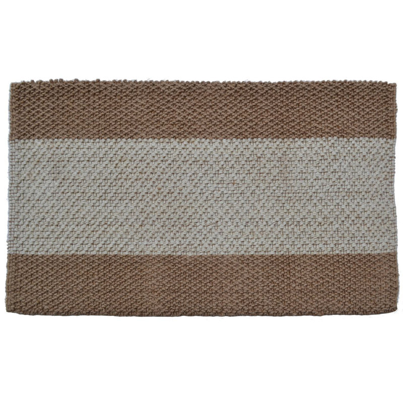 2' X 3' Brown And Beige  Jute Striped Hand Woven Area Rug