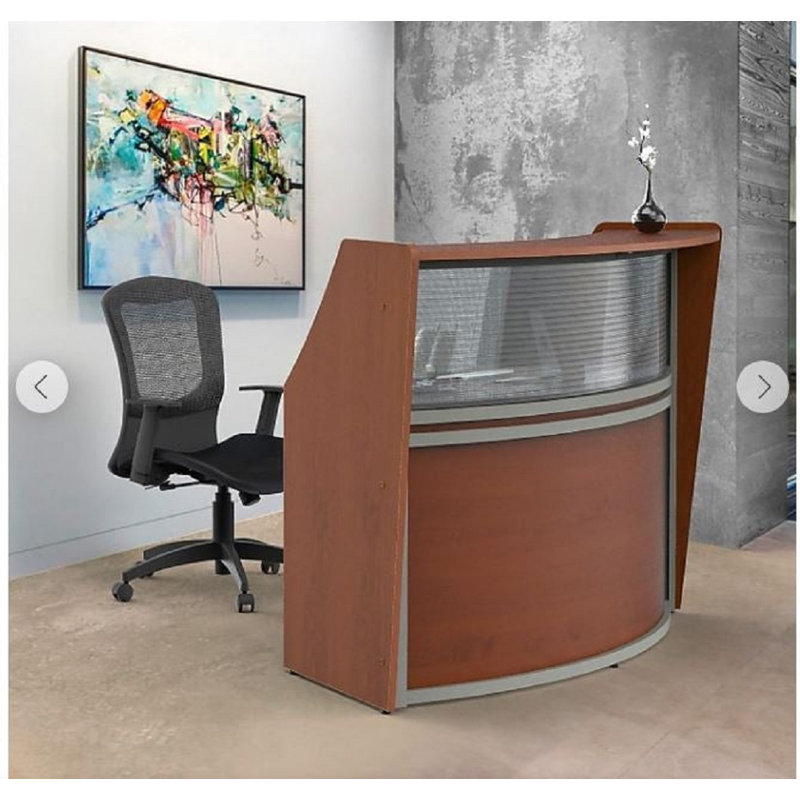 Bureau de réception courbé 70 W Fiaza Inbox Zero, Inc, cerisier