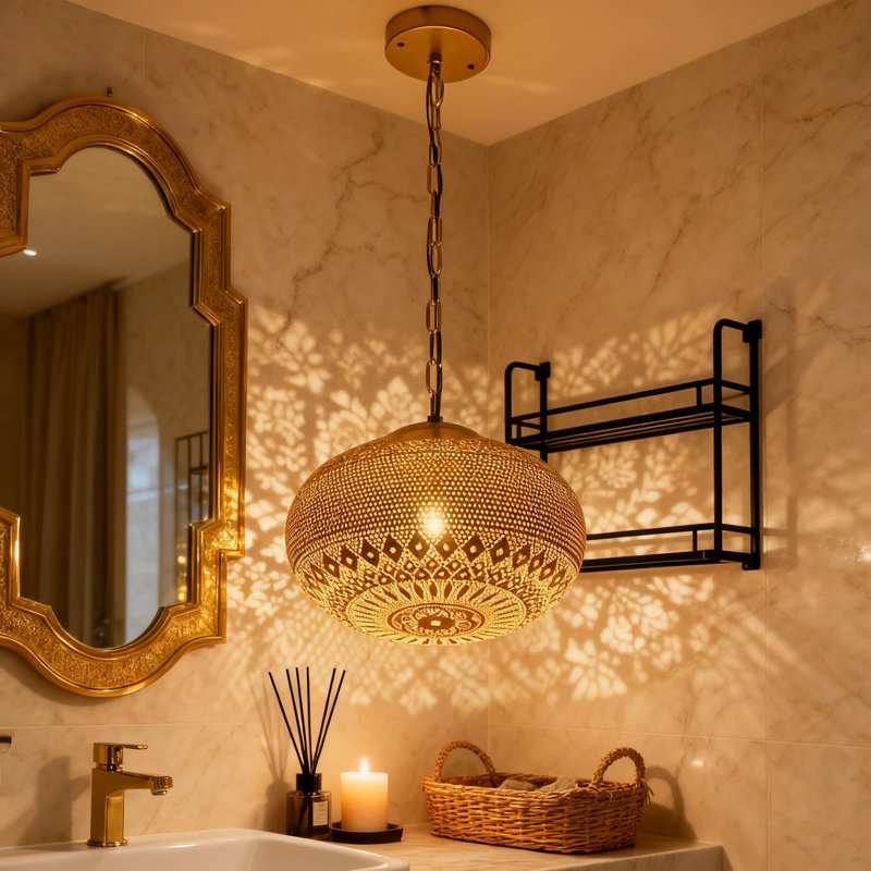 Luminaire suspendu marocain en laiton fait à la main Lustre suspendu pour salle à manger Cuisine Entrée de ferme Style bohémien