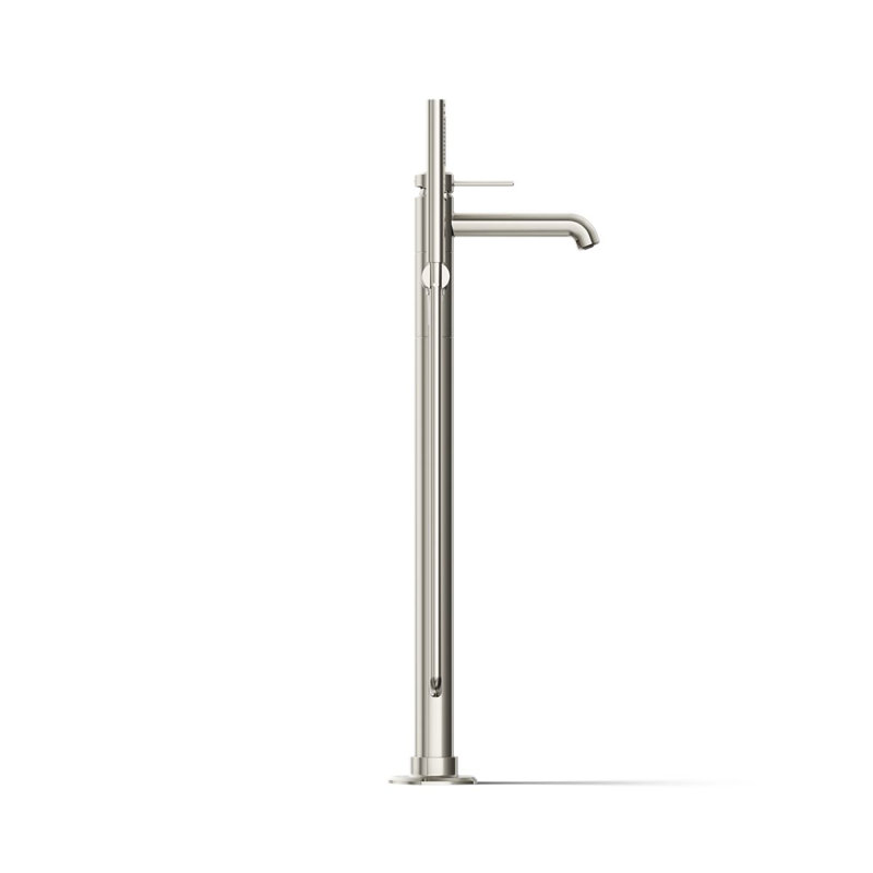 Occasion Floor-Mount Bath Filler Trim With Handshower, Vibrant Polished Nickel