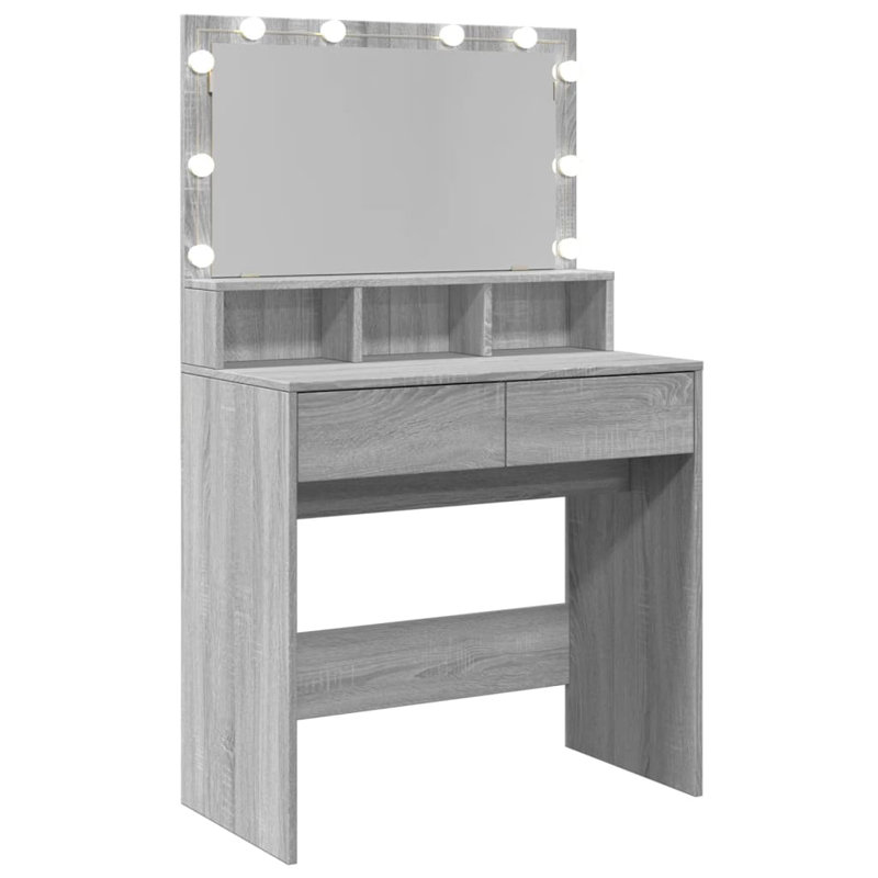 Dressing Table with Mirror, Grey Sonoma