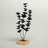 Black Metal Leaf Decorative Sculpture with Wood Base, 9" x 4" x 18"