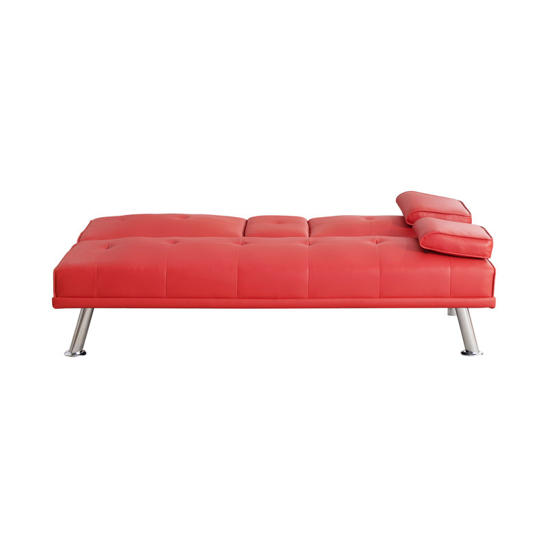 67-Inch Leather Multifunctional Double Folding Sofa Bed With Coffee Table For Office Use