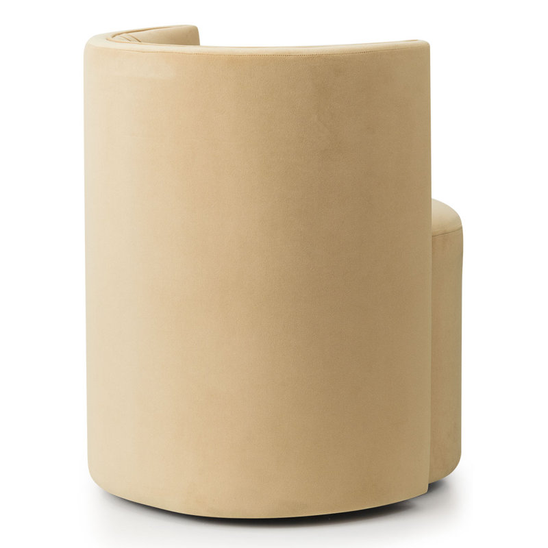 Fauteuil d'appoint demi-tonneau en velours avec roulettes, Beige miel